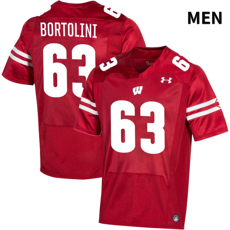 Wisconsin Badgers Men's #63 Tanor Bortolini NCAA Under Armour Authentic Red NIL 2022 College Stitched Football Jersey VM40B36NG